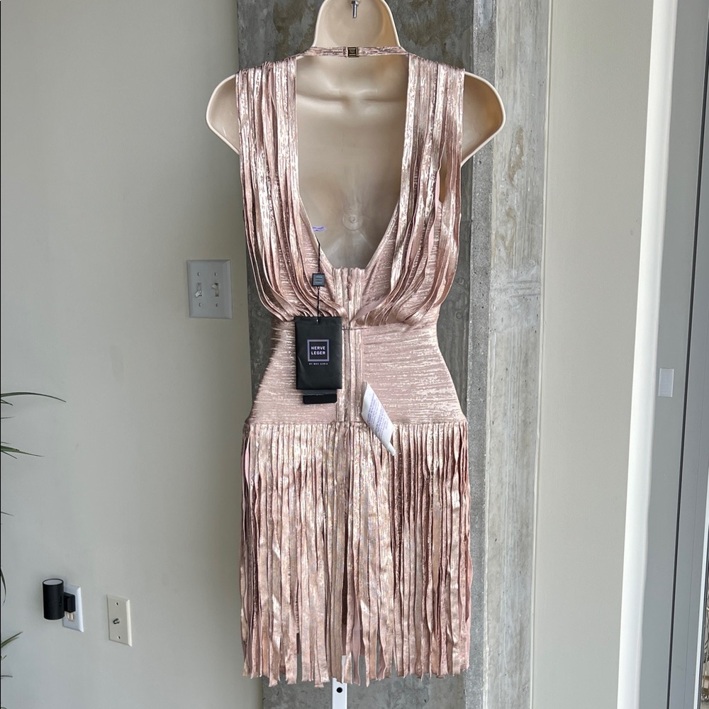 Herve Leger Shimmering Pink Mini Dress - Picture 3 of 7